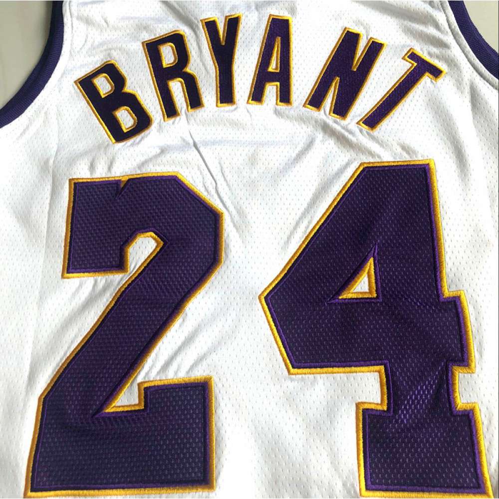 Men's Los Angeles Lakers Kobe Bryant #24 Throwback White 2009-10 Hardwood Classics Jersey-Pro Kit Vault | Brand New 26/27 Sports Jerseys